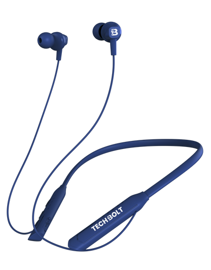 Techbolt BassPods Neckband Earphones with ENC Mic, Super Extra Bass ＆ Fast Charging (Made In India)