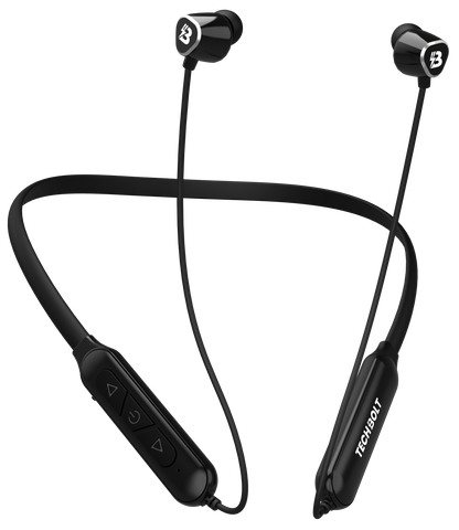 Techbolt Sense Premium Neckband Earphones with ENC Mic, Super Deep Bass ＆ Fast Charging (Made In India)