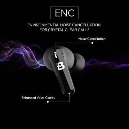 TechBolt FirePods X45 Quad Mic TWS with ENC, Super Extra Bass, Fast Charging and Gaming Mode (Made In India)