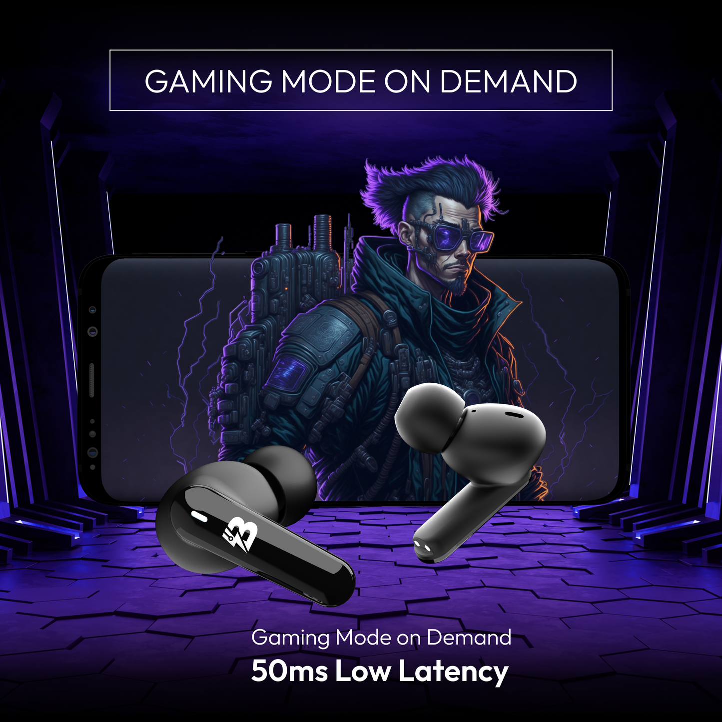 TechBolt FirePods X45 Quad Mic TWS with ENC, Super Extra Bass, Fast Charging and Gaming Mode (Made In India)