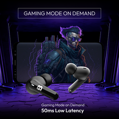 TechBolt FirePods X45 Quad Mic TWS with ENC, Super Extra Bass, Fast Charging and Gaming Mode (Made In India)