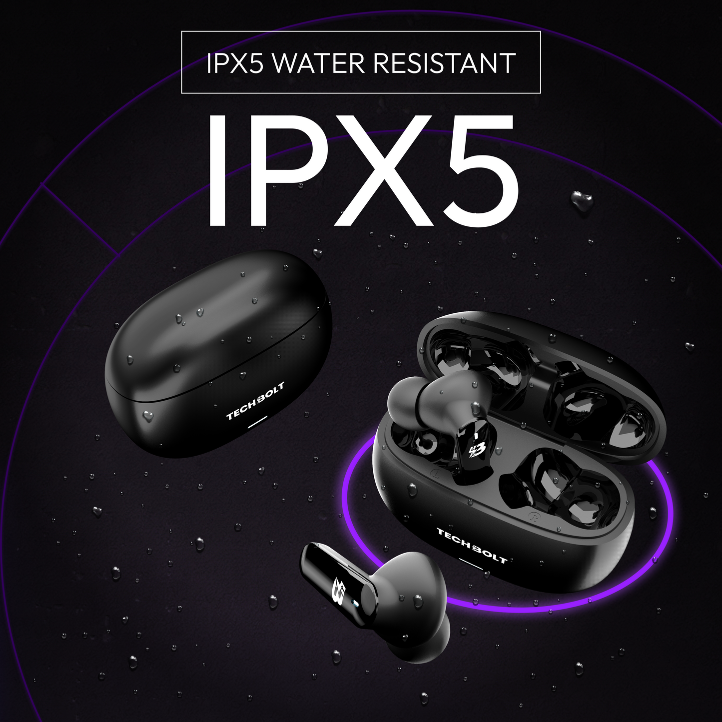 TechBolt FirePods X45 Quad Mic TWS with ENC, Super Extra Bass, Fast Charging and Gaming Mode (Made In India)