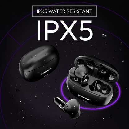 TechBolt FirePods X45 Quad Mic TWS with ENC, Super Extra Bass, Fast Charging and Gaming Mode (Made In India)