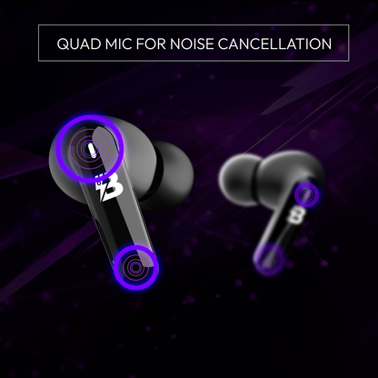 TechBolt FirePods X45 Quad Mic TWS with ENC, Super Extra Bass, Fast Charging and Gaming Mode (Made In India)