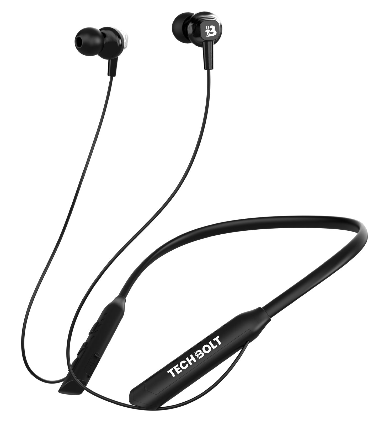 Techbolt BassPods Neckband Earphones with ENC Mic, Super Extra Bass ＆ Fast Charging (Made In India)