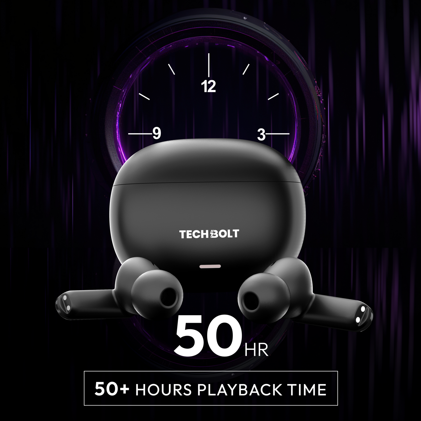 TechBolt FirePods X45 Quad Mic TWS with ENC, Super Extra Bass, Fast Charging and Gaming Mode (Made In India)