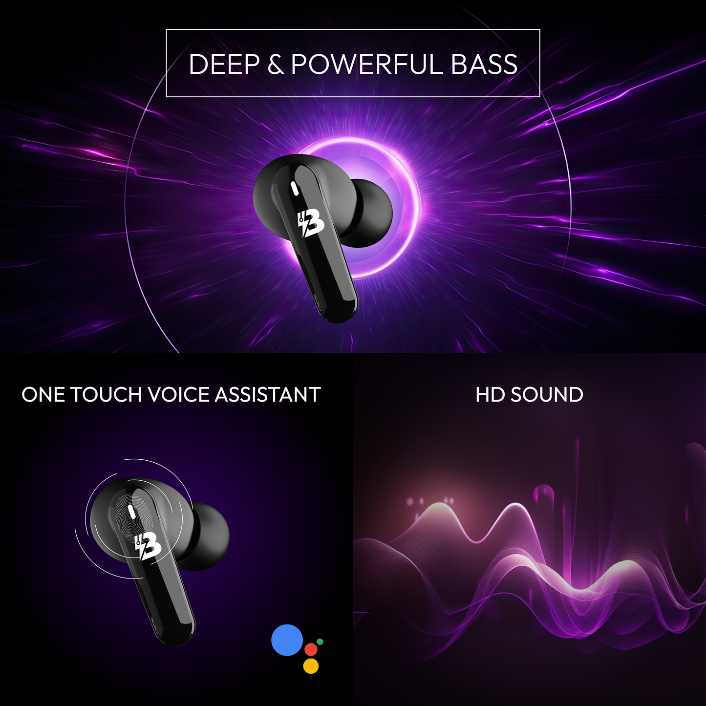 TechBolt FirePods X45 Quad Mic TWS with ENC, Super Extra Bass, Fast Charging and Gaming Mode (Made In India)